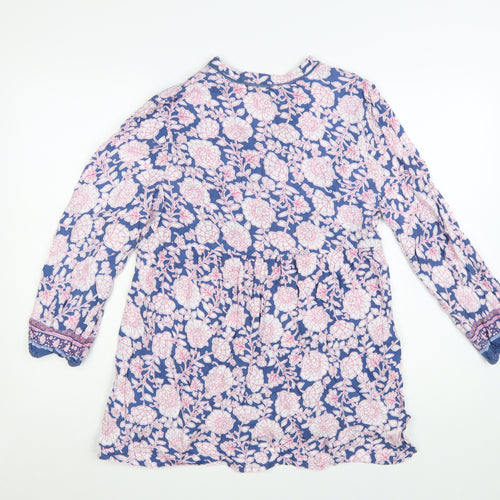 Crew Clothing Women Blue Floral Bohemian Short Dress Size 8