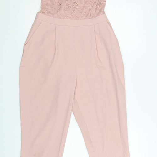 ASOS Women's Pink Lace Backless Jumpsuit Size 10 Slim Fit