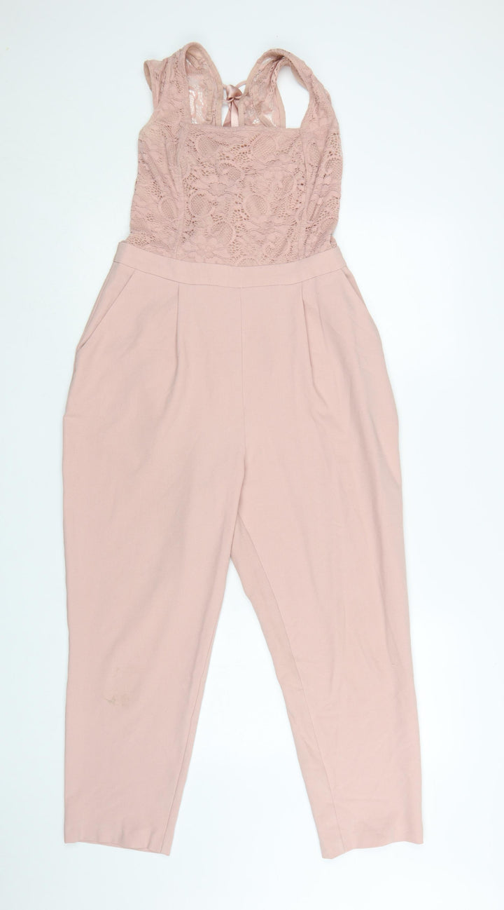 ASOS Women's Pink Lace Backless Jumpsuit Size 10 Slim Fit
