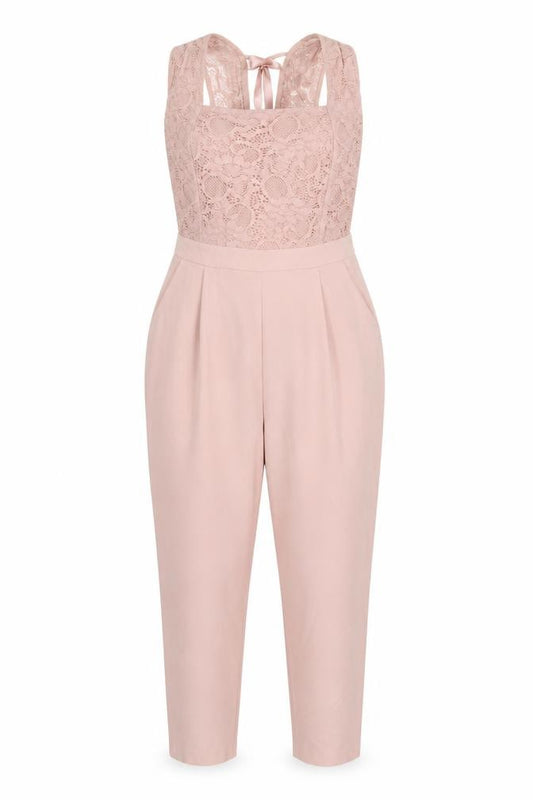 ASOS Women's Pink Lace Backless Jumpsuit Size 10 Slim Fit