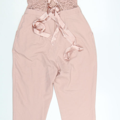 ASOS Women's Pink Lace Backless Jumpsuit Size 10 Slim Fit