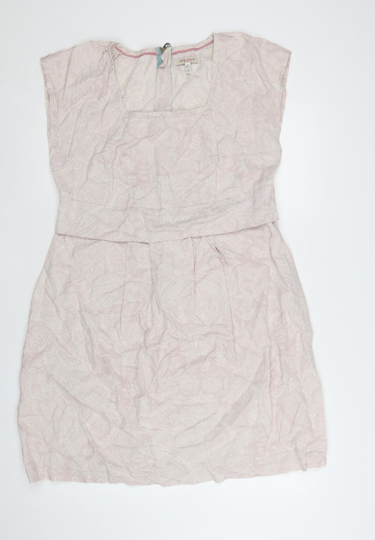Tom Joule Women’s Pink Floral Shift Dress Size 14 Zip Casual Classic Style