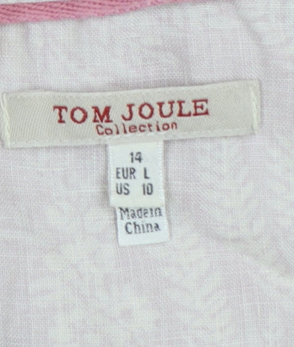 Tom Joule Women’s Pink Floral Shift Dress Size 14 Zip Casual Classic Style