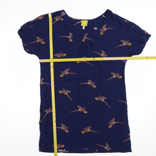Joules Women’s Blue Bird Print Shift Dress Size 14 Short Sleeve