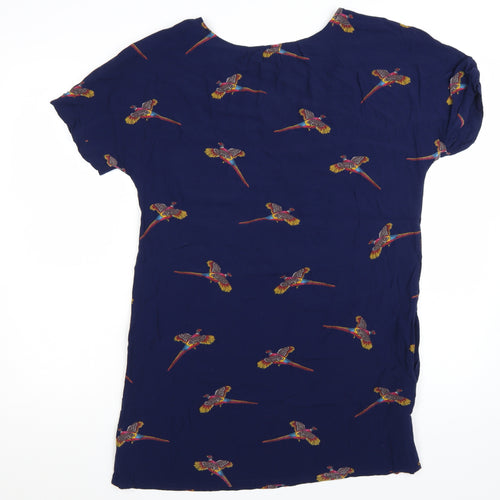 Joules Women’s Blue Bird Print Shift Dress Size 14 Short Sleeve