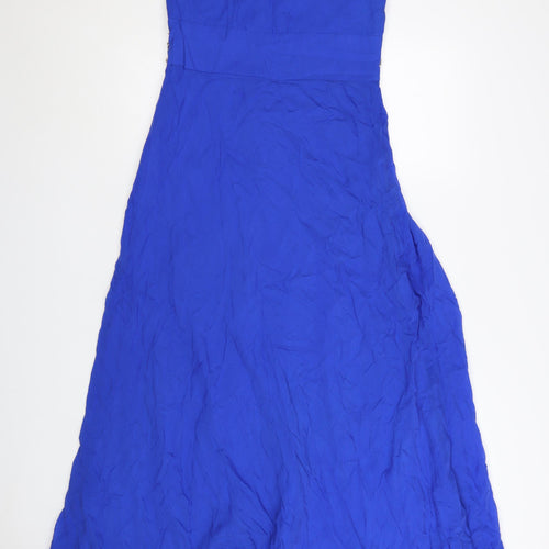 Monsoon Women’s Blue Silk Beaded Midi A-Line Dress Size 12