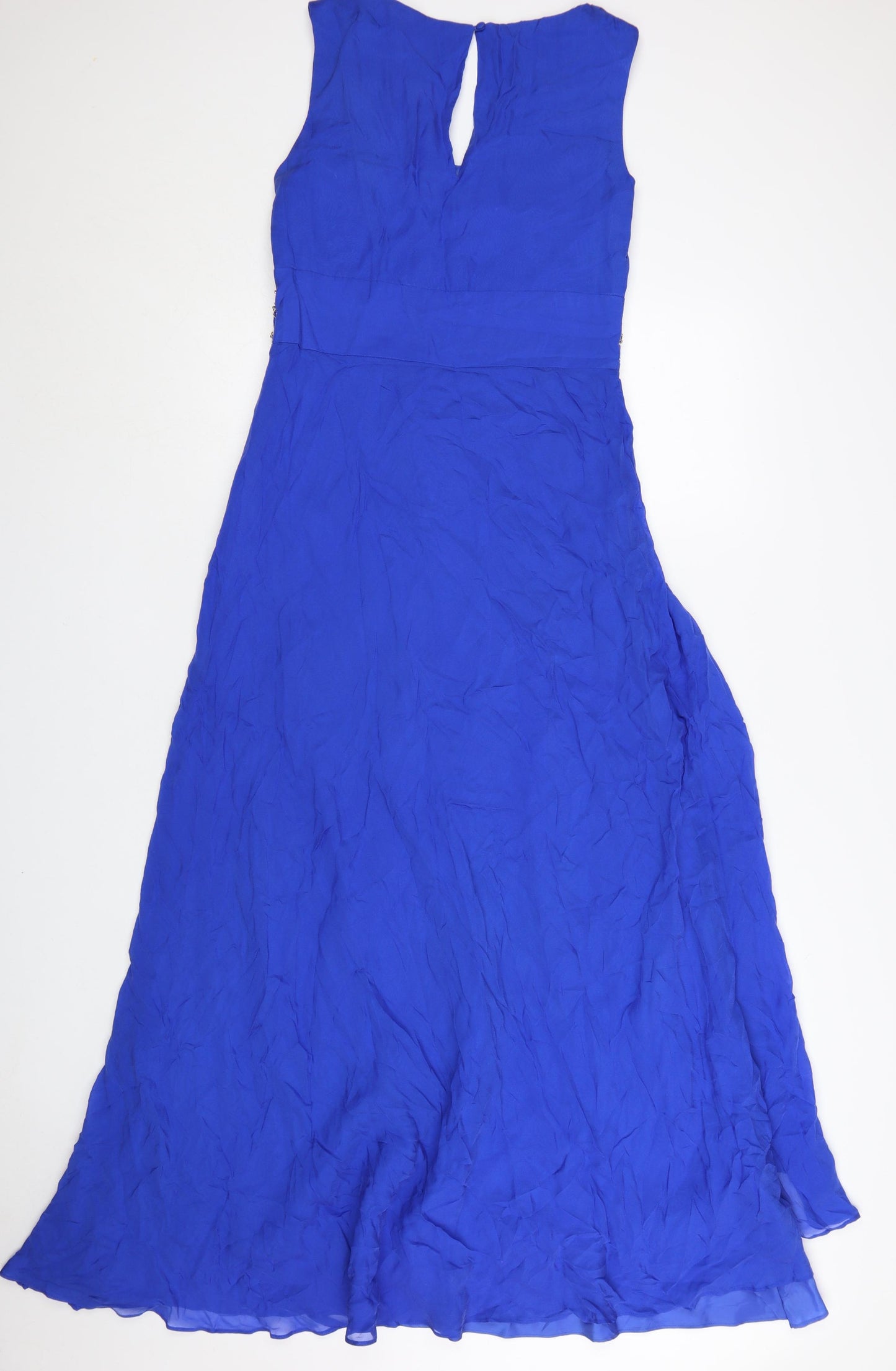 Monsoon Women’s Blue Silk Beaded Midi A-Line Dress Size 12