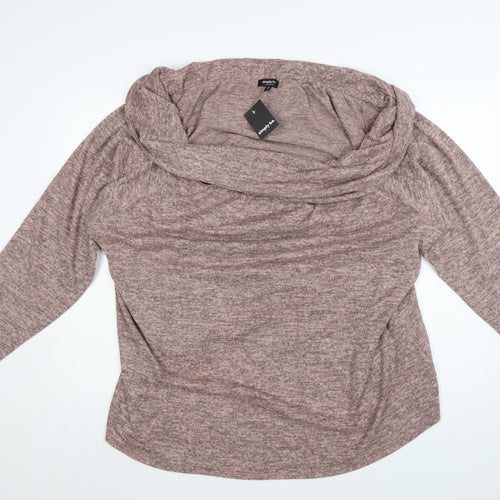 Simply Be Women’s Brown Cowl Neck Knit Jumper Size 32 Relaxed Fit