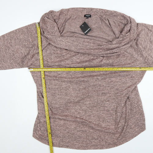 Simply Be Women’s Brown Cowl Neck Knit Jumper Size 32 Relaxed Fit