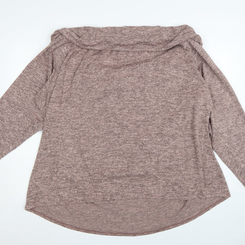 Simply Be Women’s Brown Cowl Neck Knit Jumper Size 32 Relaxed Fit