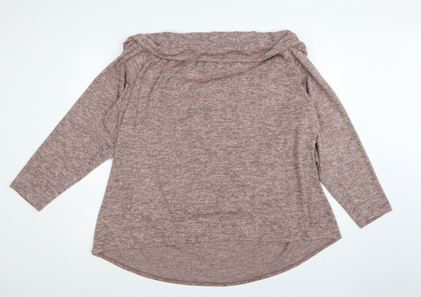 Simply Be Women’s Brown Cowl Neck Knit Jumper Size 32 Relaxed Fit