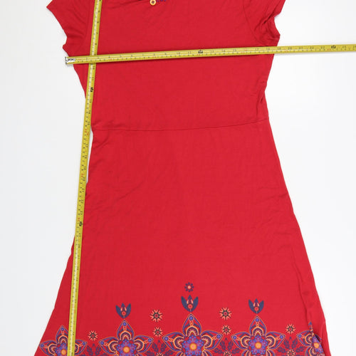 Joe Browns Womens Red Size 14 A-Line Embroidered Jersey Dress