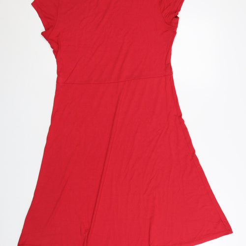 Joe Browns Womens Red Size 14 A-Line Embroidered Jersey Dress