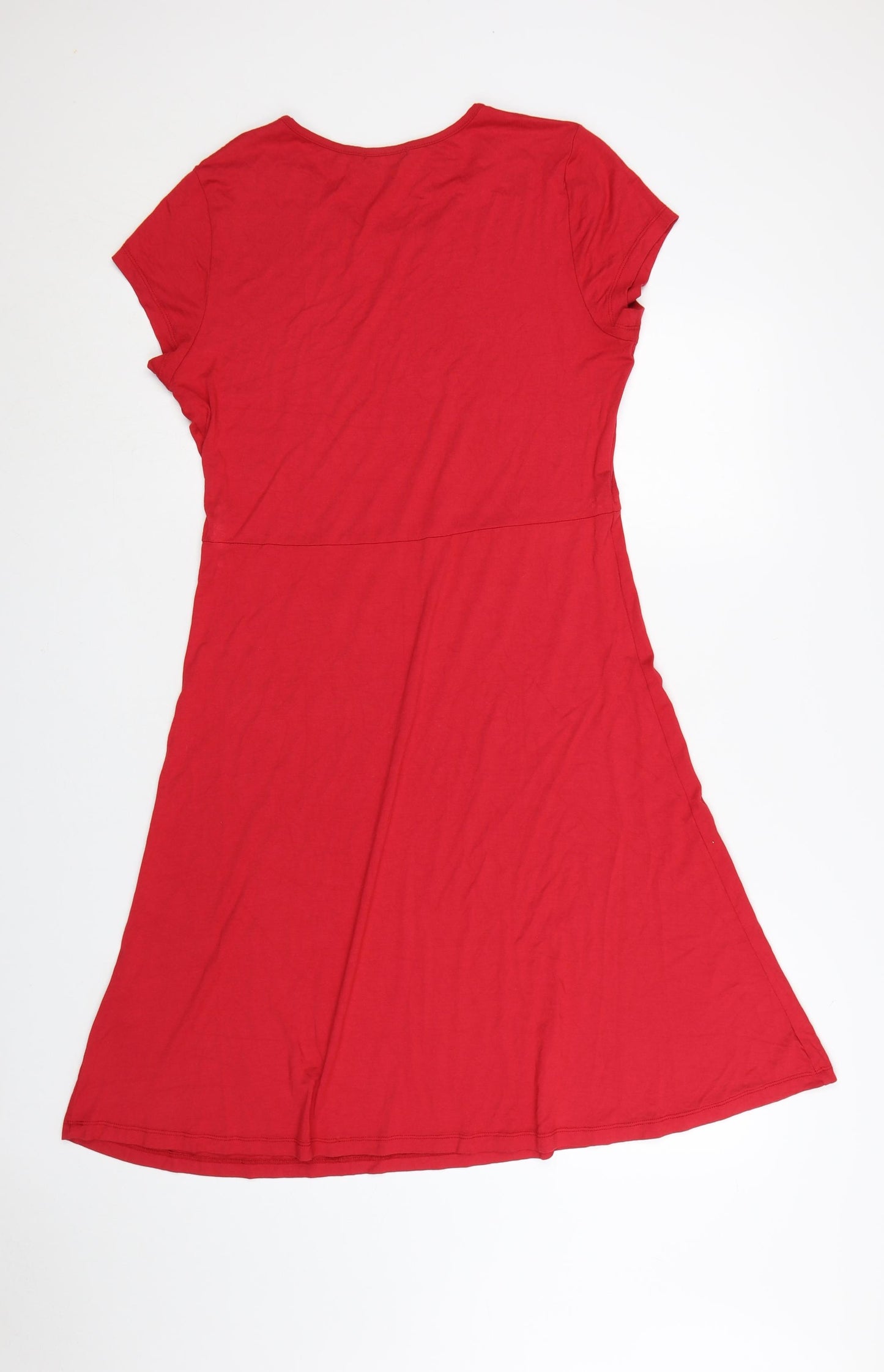 Joe Browns Womens Red Size 14 A-Line Embroidered Jersey Dress