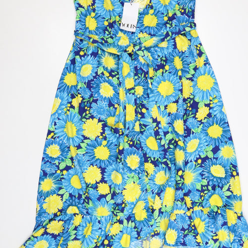 Yours Women's Blue Floral Midi Fit & Flare Dress Size 18