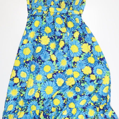 Yours Women's Blue Floral Midi Fit & Flare Dress Size 18