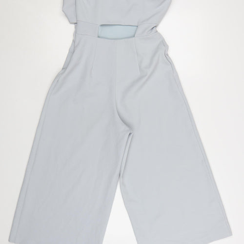 Topshop Women Blue Strapless Wide-Leg Jumpsuit Size 8 Polyester Blend