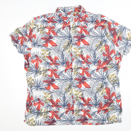 Next Men's Multicoloured 3XL Tropical Floral Cotton Short Sleeve Button-Up Shirt