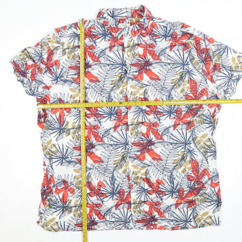 Next Men's Multicoloured 3XL Tropical Floral Cotton Short Sleeve Button-Up Shirt