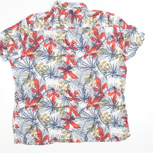 Next Men's Multicoloured 3XL Tropical Floral Cotton Short Sleeve Button-Up Shirt