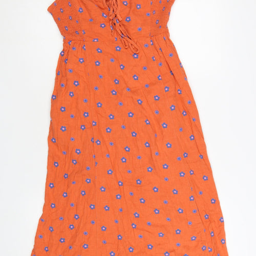 Urban Outfitters Women Orange Floral Midi Slip Dress Size S