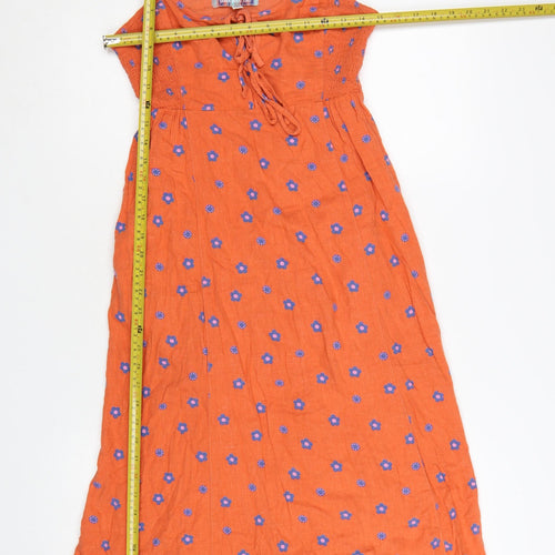 Urban Outfitters Women Orange Floral Midi Slip Dress Size S