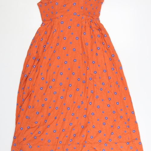 Urban Outfitters Women Orange Floral Midi Slip Dress Size S