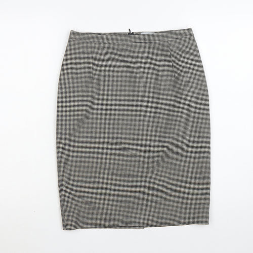 Jigsaw Women Black Check Pencil Skirt Size 10 Cotton Blend Lined