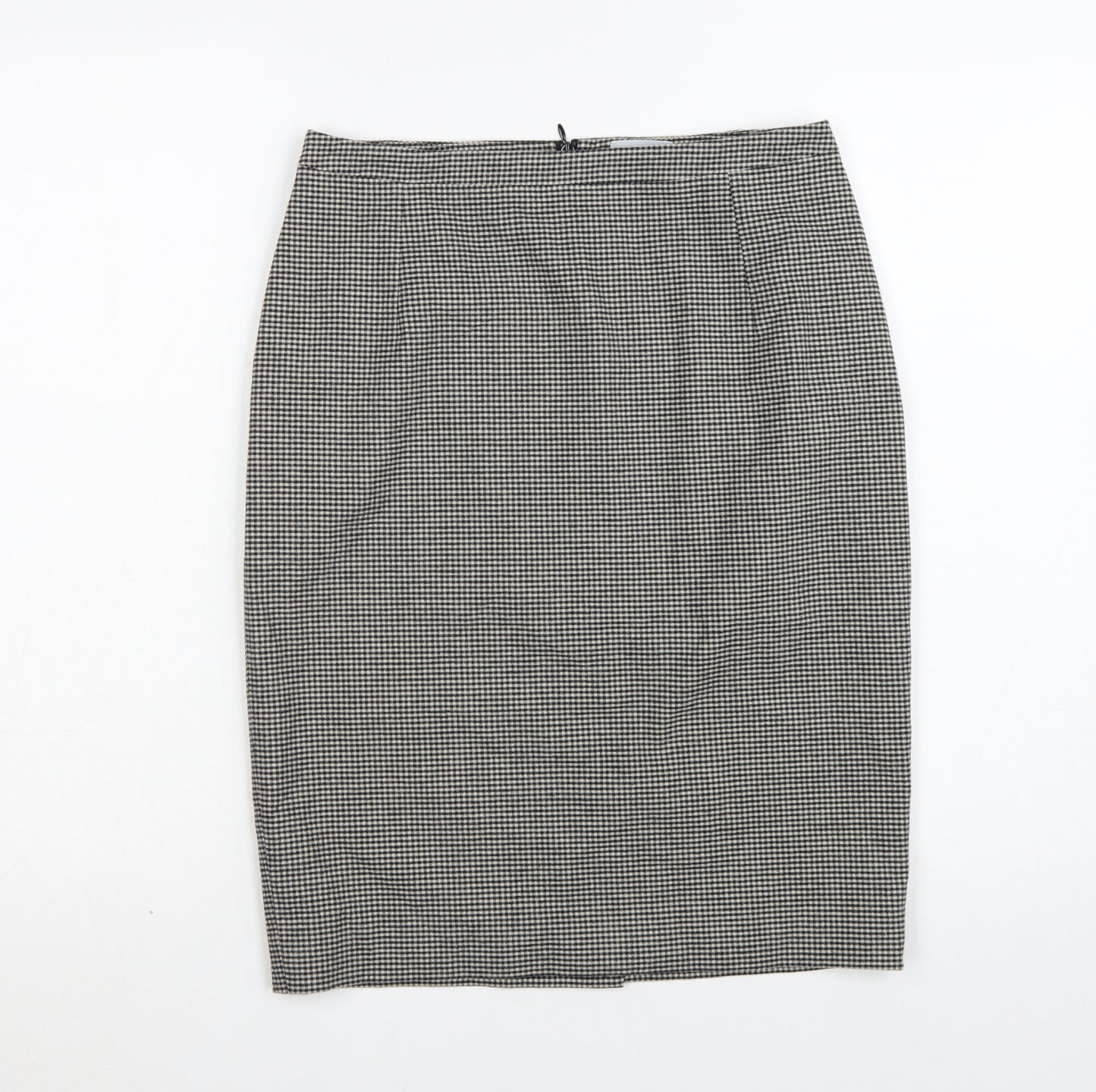 Jigsaw Women Black Check Pencil Skirt Size 10 Cotton Blend Lined