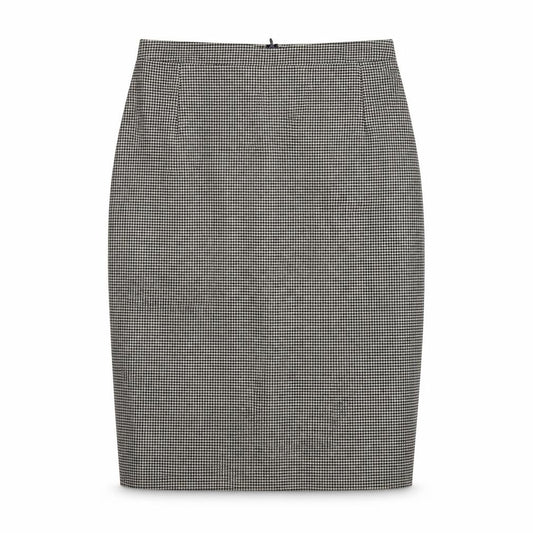 Front view of Jigsaw Women Black Check Pencil Skirt, size 10, Cotton Blend Lined