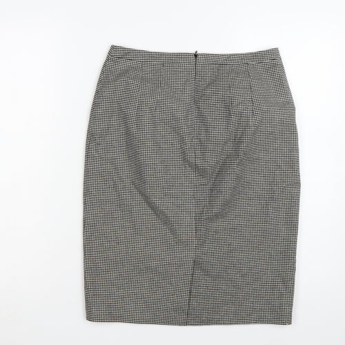 Jigsaw Women Black Check Pencil Skirt Size 10 Cotton Blend Lined