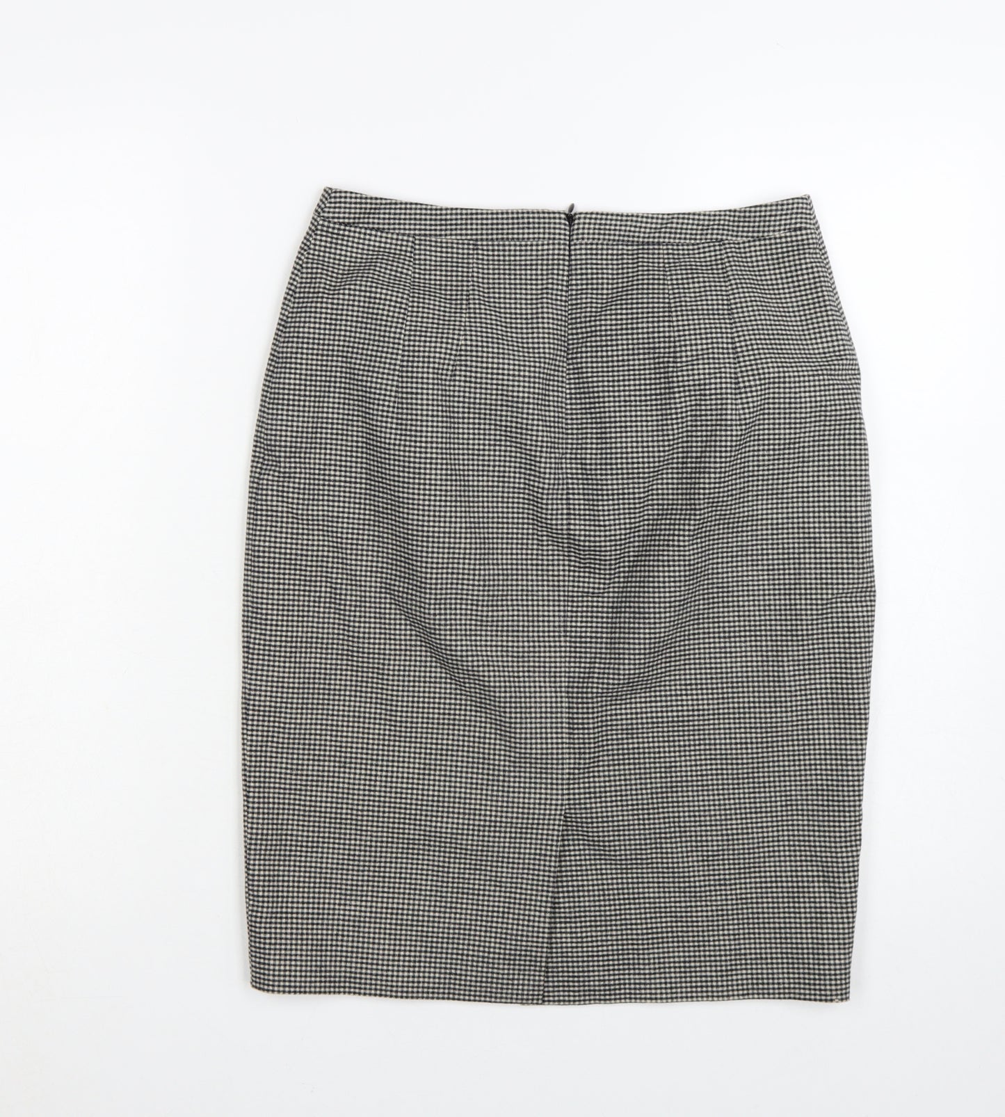 Jigsaw Women Black Check Pencil Skirt Size 10 Cotton Blend Lined