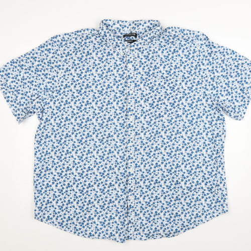 Debenhams Men's Blue Floral 3XL Button-Up Cotton Short Sleeve Shirt