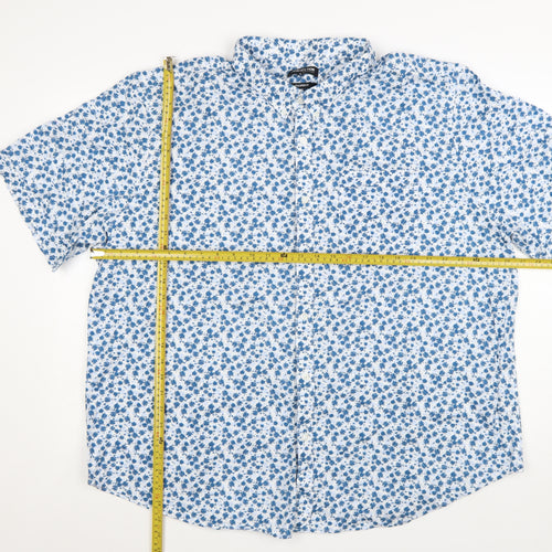 Debenhams Men's Blue Floral 3XL Button-Up Cotton Short Sleeve Shirt