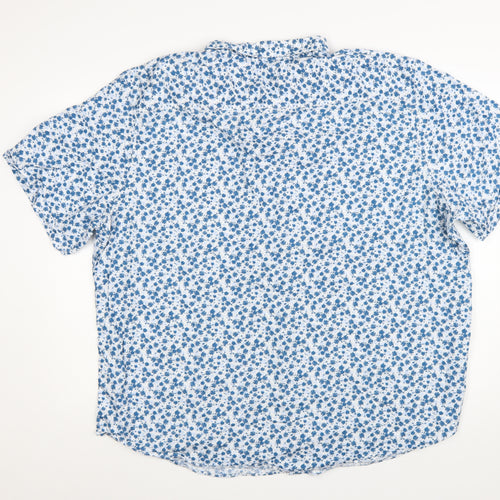 Debenhams Men's Blue Floral 3XL Button-Up Cotton Short Sleeve Shirt