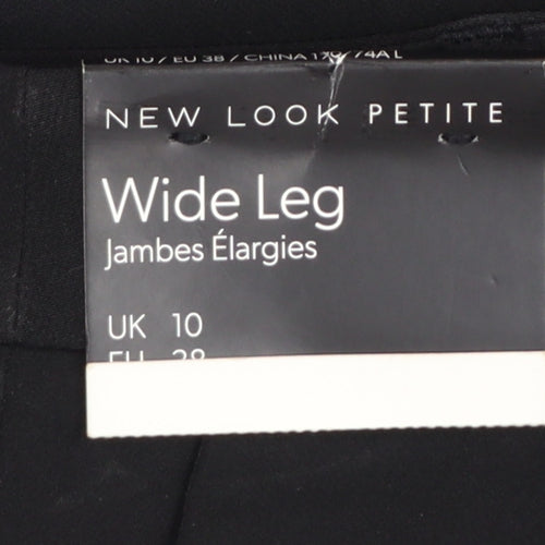 New Look Petite Women’s Black Wide-Leg Trousers UK 10 Polyester Blend