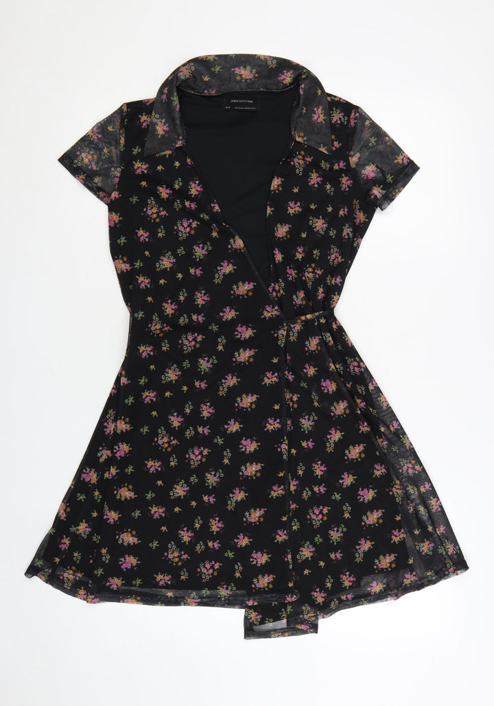 Urban Outfitters Women’s Black Floral Wrap Dress XS