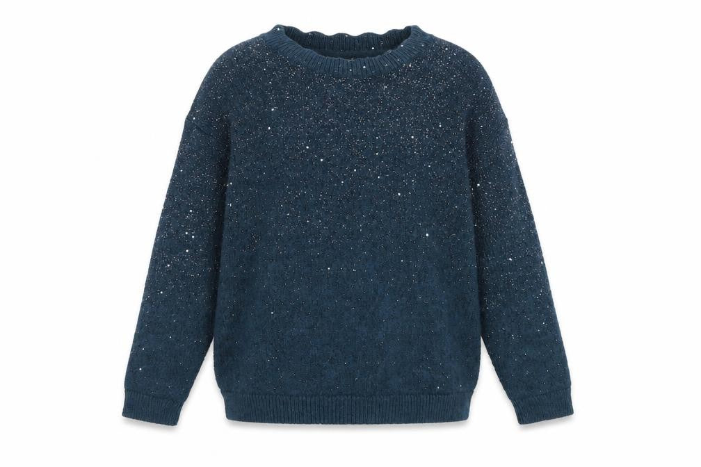 FatFace Women's Blue Sequin Knit Jumper Size 10