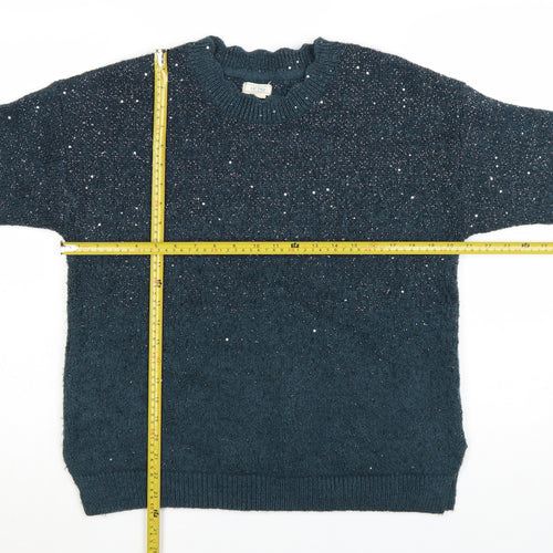 Fat Face Women's Blue Sequin Knit Jumper Size 10