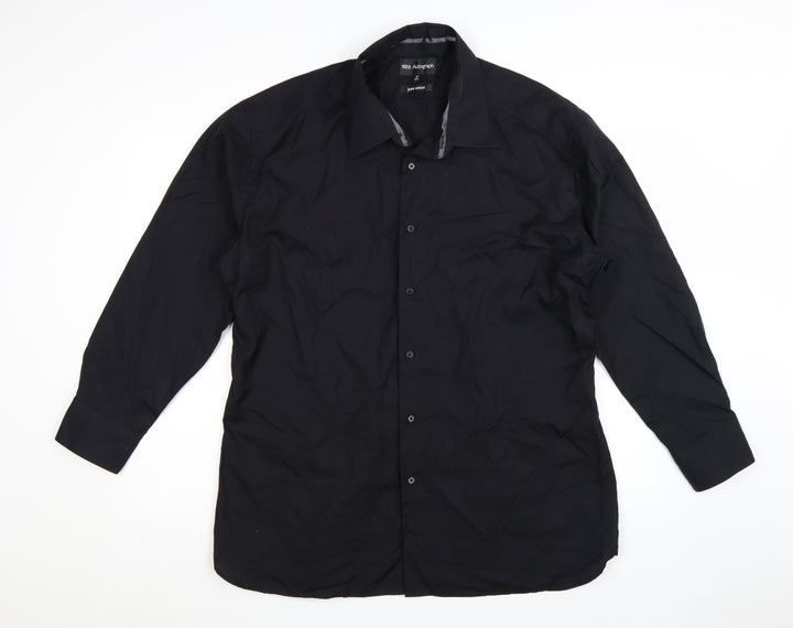 Marks and Spencer Autograph Men's Black 18.5in Cotton Long Sleeve Button-Up Shirt
