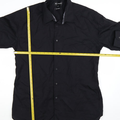 Marks and Spencer Autograph Men's Black 18.5in Cotton Long Sleeve Button-Up Shirt