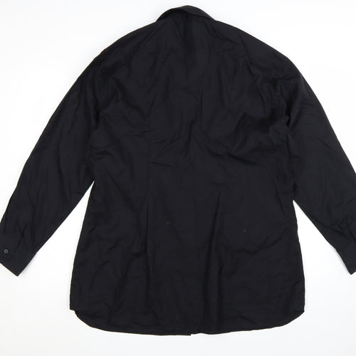 Marks and Spencer Autograph Men's Black 18.5in Cotton Long Sleeve Button-Up Shirt