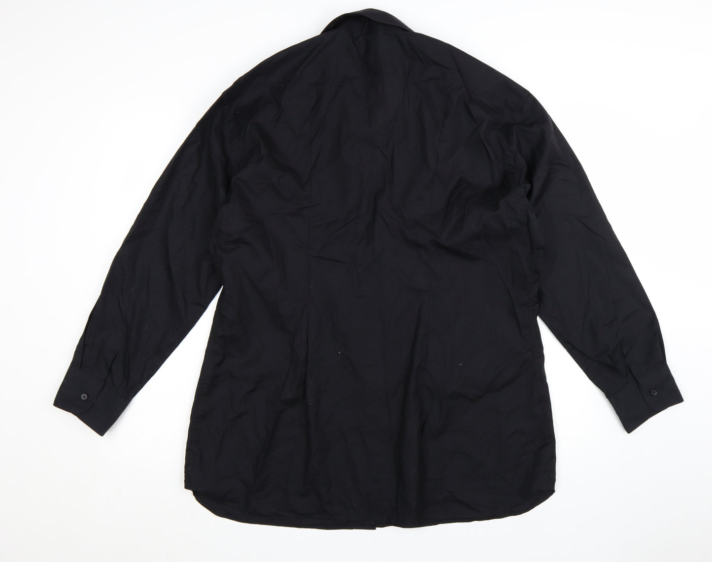 Marks and Spencer Autograph Men's Black 18.5in Cotton Long Sleeve Button-Up Shirt