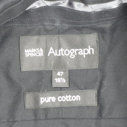Marks and Spencer Autograph Men's Black 18.5in Cotton Long Sleeve Button-Up Shirt