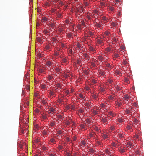 White Stuff Women Red Geometric Cotton A-Line Knee Dress Size 12