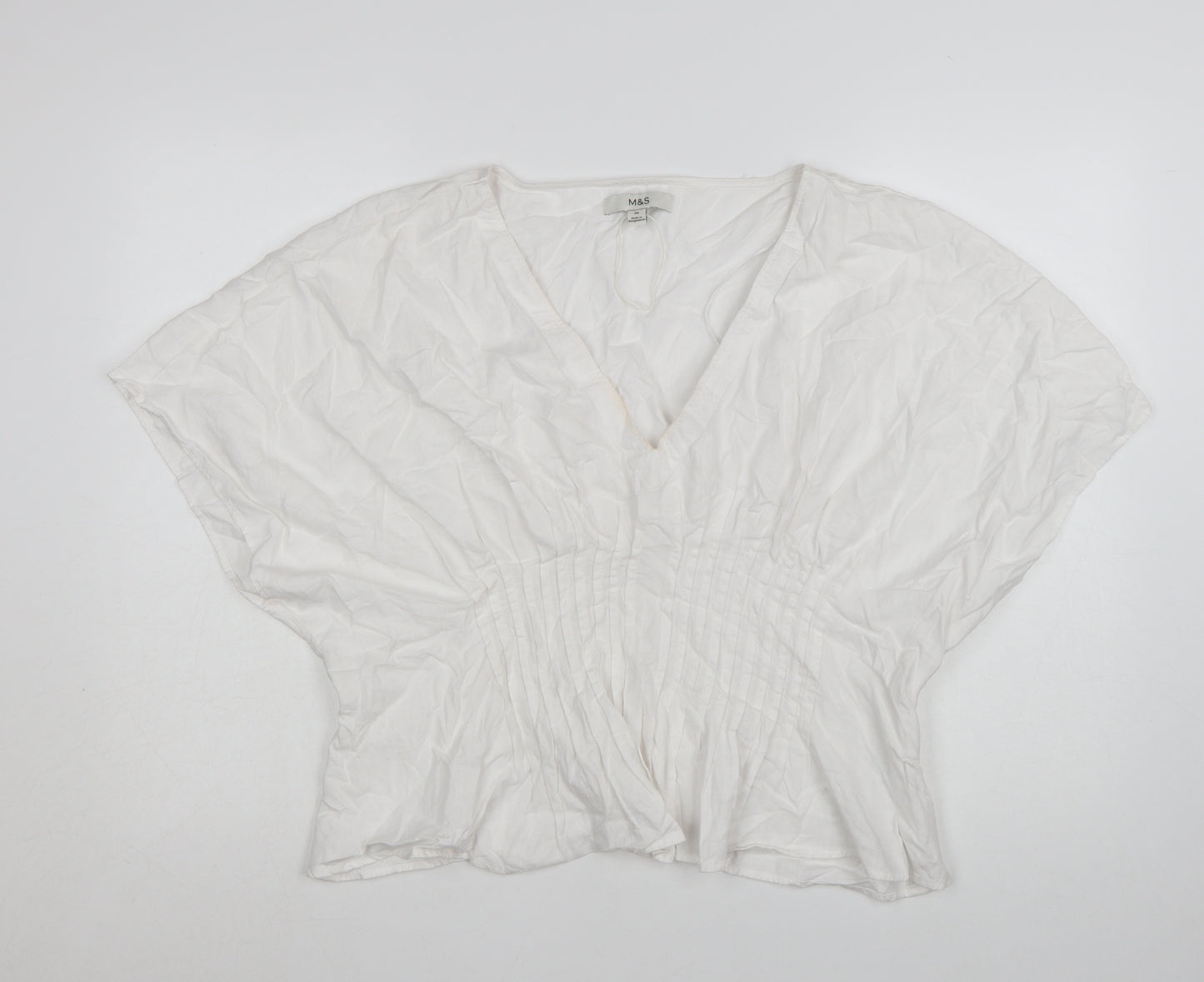 Marks and Spencer Women's White Cotton V-Neck Tunic Blouse Size 20