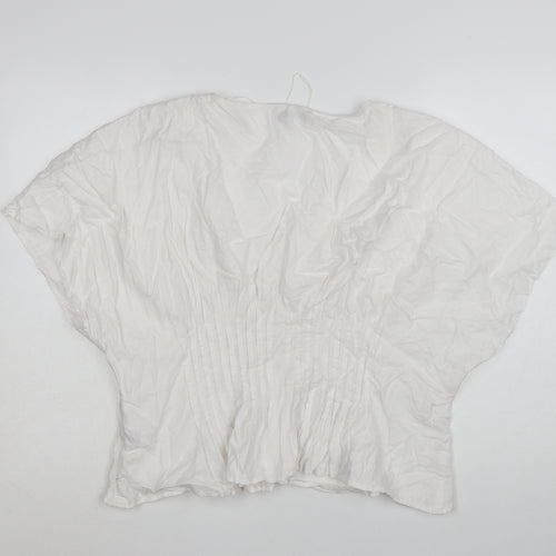 Marks and Spencer Women's White Cotton V-Neck Tunic Blouse Size 20