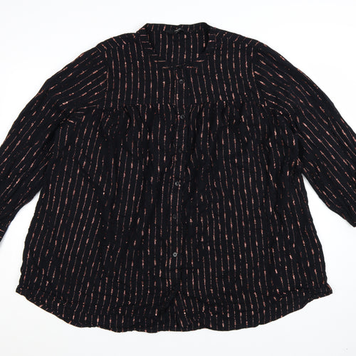 Next Womens Black Striped Tunic Blouse Size 24 Long Sleeve