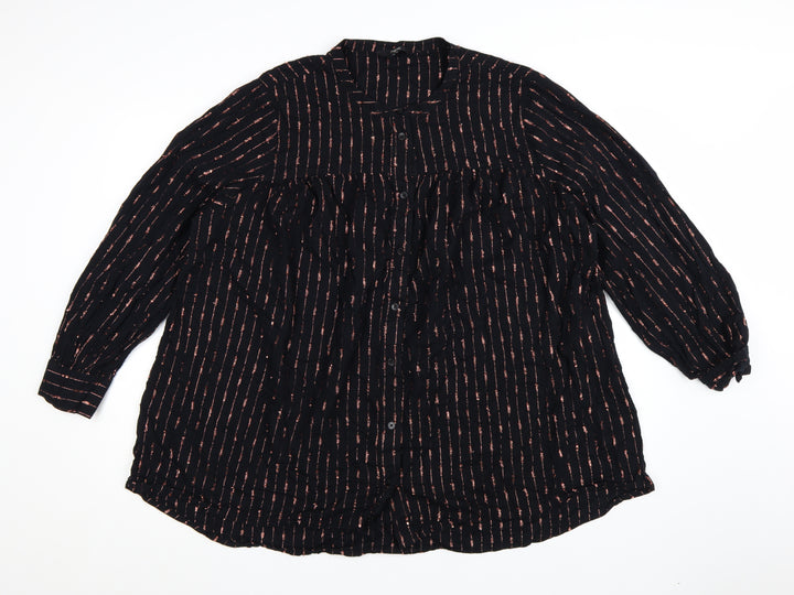 Next Womens Black Striped Tunic Blouse Size 24 Long Sleeve