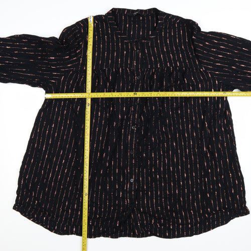 Next Womens Black Striped Tunic Blouse Size 24 Long Sleeve